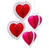 Large Valentine Heart Honeycomb Hanging Decorations - 4 Pc. Image 1