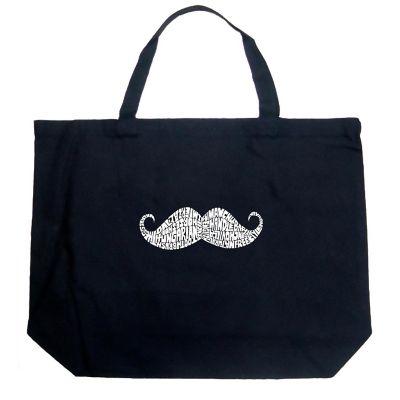 Large Word Art Tote Bag - WAYS TO STYLE A MOUSTACHE - 20&quot;W x 15&quot;H x 5&quot;D Image 1