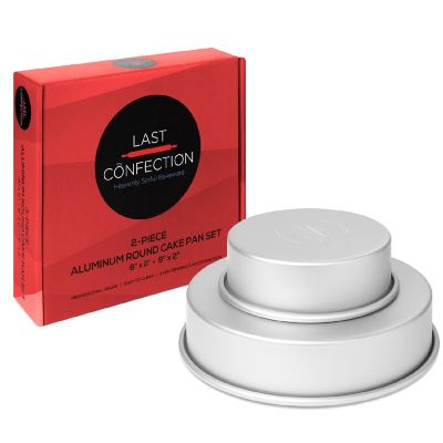 Last Confection 2-Piece Round Cake Pan Set Includes 6" and 9" Aluminum Pans 2" Deep Image 3