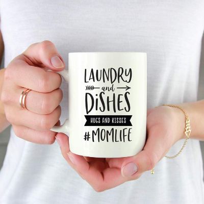 Laundry Dishes Hugs Kisses Ceramic Mug Image 1
