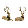 Laying Deer Figurine With Holly Wreath Deer (Set Of 2) 8.5"L X 10.5"H, 10.25"L X 10.5"H Resin Image 1