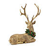 Laying Deer Figurine With Holly Wreath Deer (Set Of 2) 8.5"L X 10.5"H, 10.25"L X 10.5"H Resin Image 2