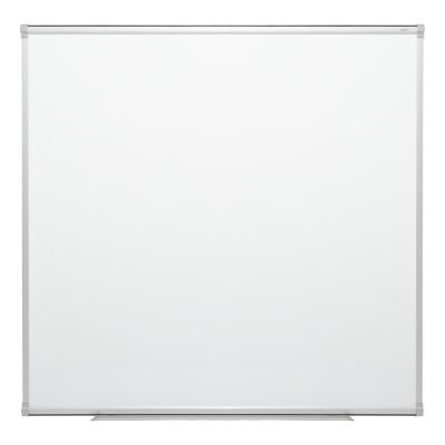 Learniture Learniture Porcelain Steel Magnetic Dry Erase Board with Aluminum Frame and Map Rail 4' W x 4' H Image 1