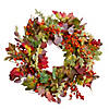 Leaves and Berries Artificial Fall Harvest Wreath - 20-Inch  Unlit Image 1