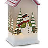 Led House With Snowman (Set Of 2) 9"H Glass 2 Aaa Batteries, Not Included Image 1