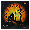 LED Lighted Spooky House Halloween Canvas Wall Art 19.75" x 19.75" Image 1
