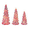 Led Tree With Rainbow Pearl Ornaments (Set Of 3) 8.5"H, 9.75"H, 11.75"H Glass Image 1