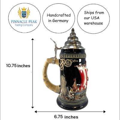 Leif Erikson Norse Explorer Discovers America LE German Beer Stein .75 L Vikings Image 2
