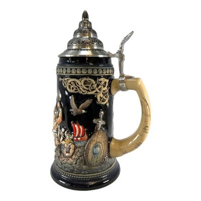 Leif Erikson Norse Explorer Discovers America LE German Beer Stein .75 L Vikings Image 3