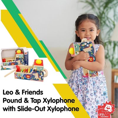 Leo & Friends Pound & Tap Wooden Xylophone w/ Hammer Image 1