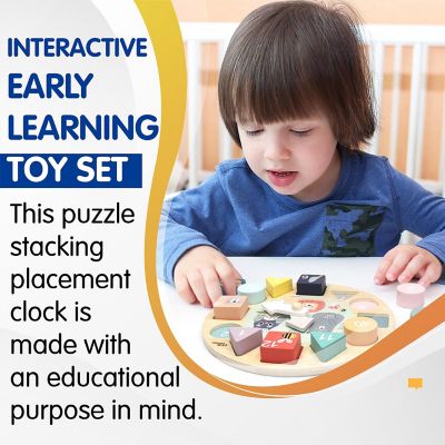 Leo &amp; Friends Shape Sorting Clock with Removable Number Blocks Puzzle 3+ Image 2