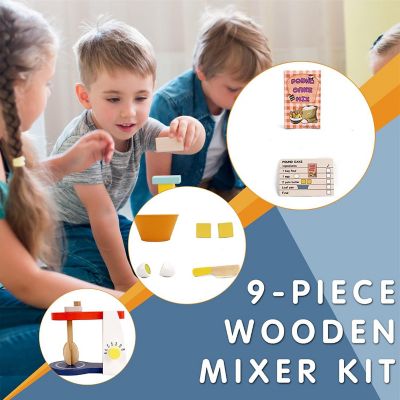 Leo & Friends Wooden Mixer Set Make-A-Cake Kit with Hand Crank Mixer Ages 3+ Image 3