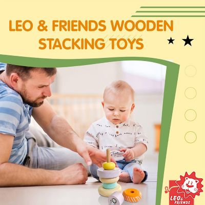 Leo & Friends Wooden Stacking Tower Montessori-Approved Image 1