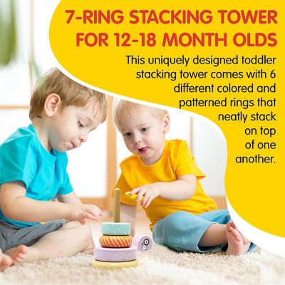 Leo & Friends Wooden Stacking Tower Montessori-Approved Image 2