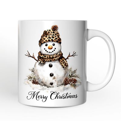 Leopard Snowman Mug, Christmas Gift Image 1