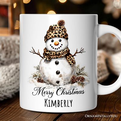 Leopard Snowman Mug, Christmas Gift Image 2