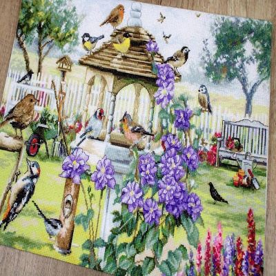 LetiStitch - Counted Cross Stitch Kit Bird table  Leti944 Image 1
