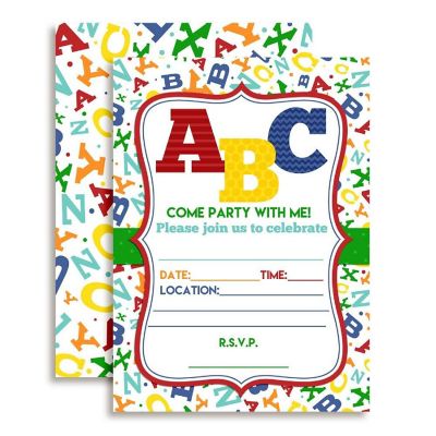 Letters &amp; Learning Birthday Invitations 40pcs. by AmandaCreation Image 1