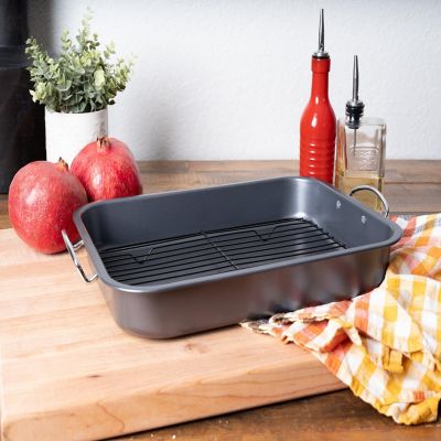 Lexi Home 15" Non Stick Roasting Pan with Flat Rack Image 2