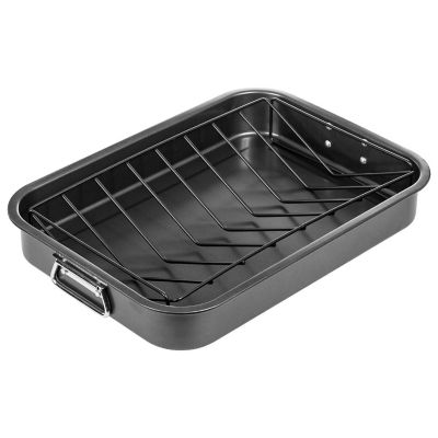 Lexi Home 17" Non-Stick Roasting Pan with V Rack Image 1