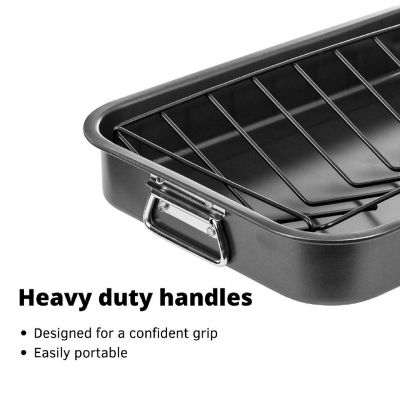 Lexi Home 17" Non-Stick Roasting Pan with V Rack Image 1