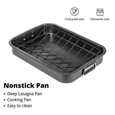 Lexi Home 17" Non-Stick Roasting Pan with V Rack Image 2