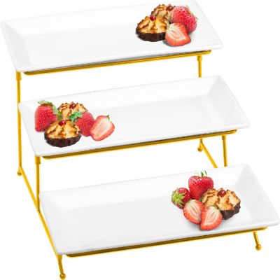 Lexi Home 3 Tier Ceramic Serving Platter Image 1