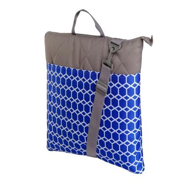 Lexi Home 60 x 72 Foldable Picnic Blanket Tote Bag in Blue Image 1