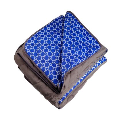 Lexi Home 60 x 72 Foldable Picnic Blanket Tote Bag in Blue Image 2