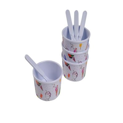 Lexi Home 8-Piece Melamine Ice Cream Cups with Spoons Set Image 1
