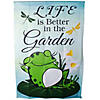 Life is Better in the Garden Green Frog Outdoor House Flag 28" x 40" Image 1