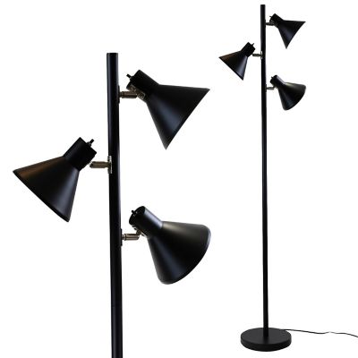 Light Accents - 3 Light Modern Floor Lamp with 3 Adjustable Reading Lights (Black) Image 1