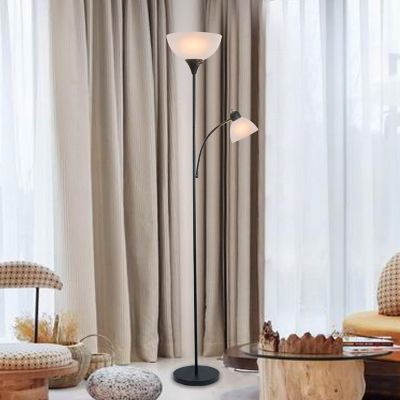 Light Accents - Adjustable Pole Floor Lamp With White Shade And Side Reading Light Image 2