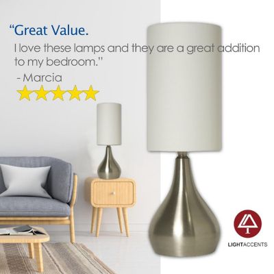 Light Accents - Touch Table Lamp 18 Inches Tall with 3-way Touch Dimmer Brushed Nickel Image 3