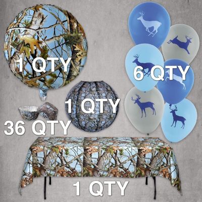 Light Blue Hunting Camo - Party D&amp;#233;corations! This Party Kit Includes 6 Latex Balloons, 36 Cupcake Cups, Mylar Balloon, Paper Lantern Image 3