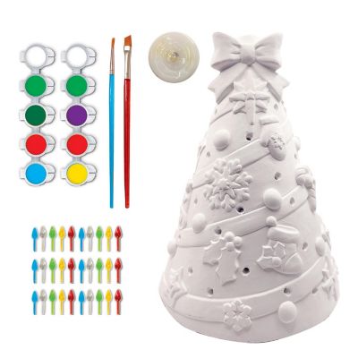 Light-Up Christmas Tree - 10" Plaster Paint Kit Image 2
