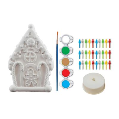 Light-Up Gingerbread House - 6" Plaster Paint Kit Image 2
