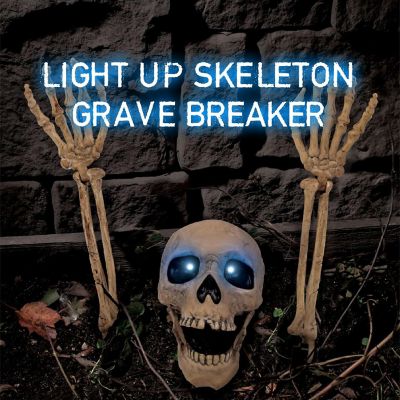 Light-Up Skeleton Grave Breaker Halloween Decor Image 1