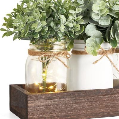 Lighted Mason Jar Centerpiece - White Image 1