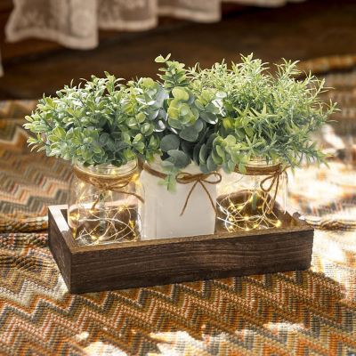 Lighted Mason Jar Centerpiece - White Image 2
