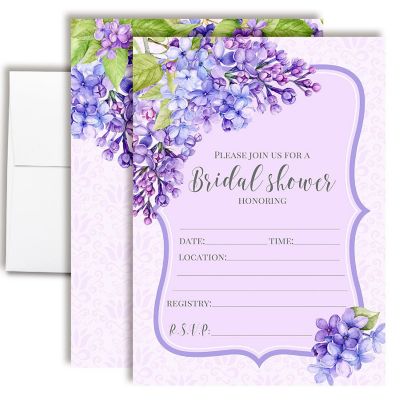 Lilac Bloom Bridal Shower Party Invitations Image 1