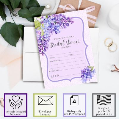 Lilac Bloom Bridal Shower Party Invitations Image 2
