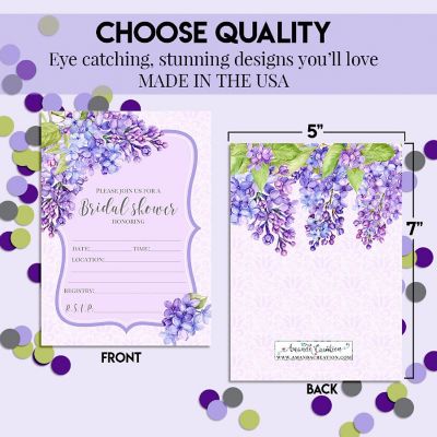 Lilac Bloom Bridal Shower Party Invitations Image 3