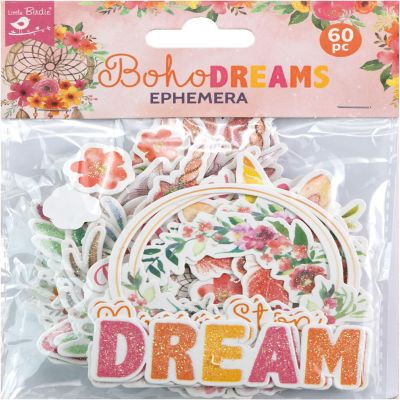 Little Birdie Ephemera Elements 60/Pkg-Boho Dreams Image 1