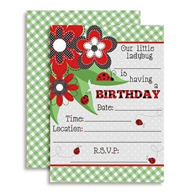Little Ladybug Birthday Invitations 40pc. by AmandaCreation Image 1