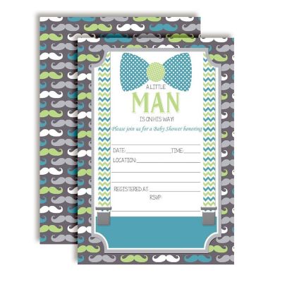 Little Man Bow Tie Baby Shower Invitations 40pcs. by AmanadaCreation Image 1