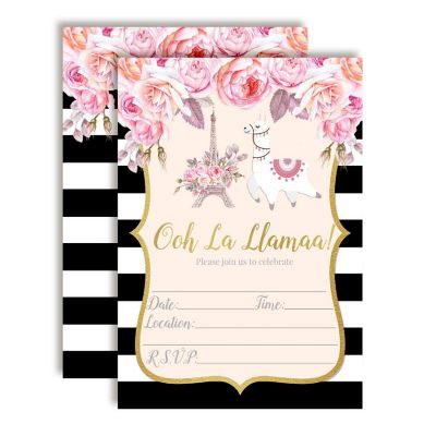 Llama in Paris Invitations 40pc. by AmandaCreation Image 1