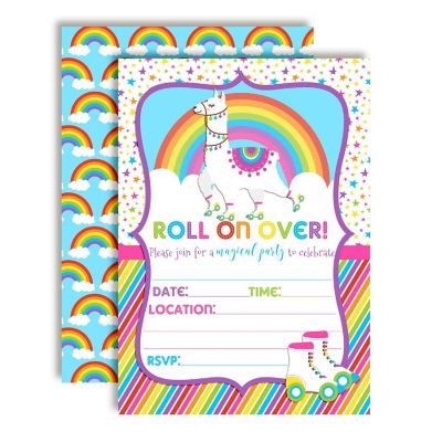 Llama Roller Skating Birthday Invitations 40pcs. By AmandaCreation Image 1