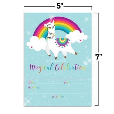 Llama Unicorn Rainbow Invitations 40pc. by AmandaCreation Image 1