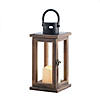 Lodge Wooden Lantern With Led Candle 10.75" Image 1